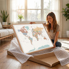 Pastel Colors World Map Wall Art Canvas Print