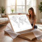World Map Canvas Print, Framed Modern Detailed Map of the World for Home or Office
