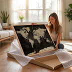 Push Pin World Map Canvas Wall Art Print, Interactive Travel Map