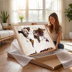 Blue Watercolor World Map Canvas Print | Framed Modern Wall Art