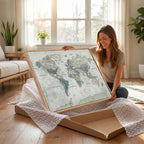 Neutral Vintage World Map Canvas Wall Art Print, Classic Map Artwork