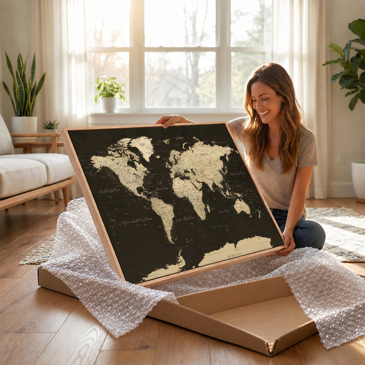 World Map Canvas Print | Framed World Map Wall Art for Couples