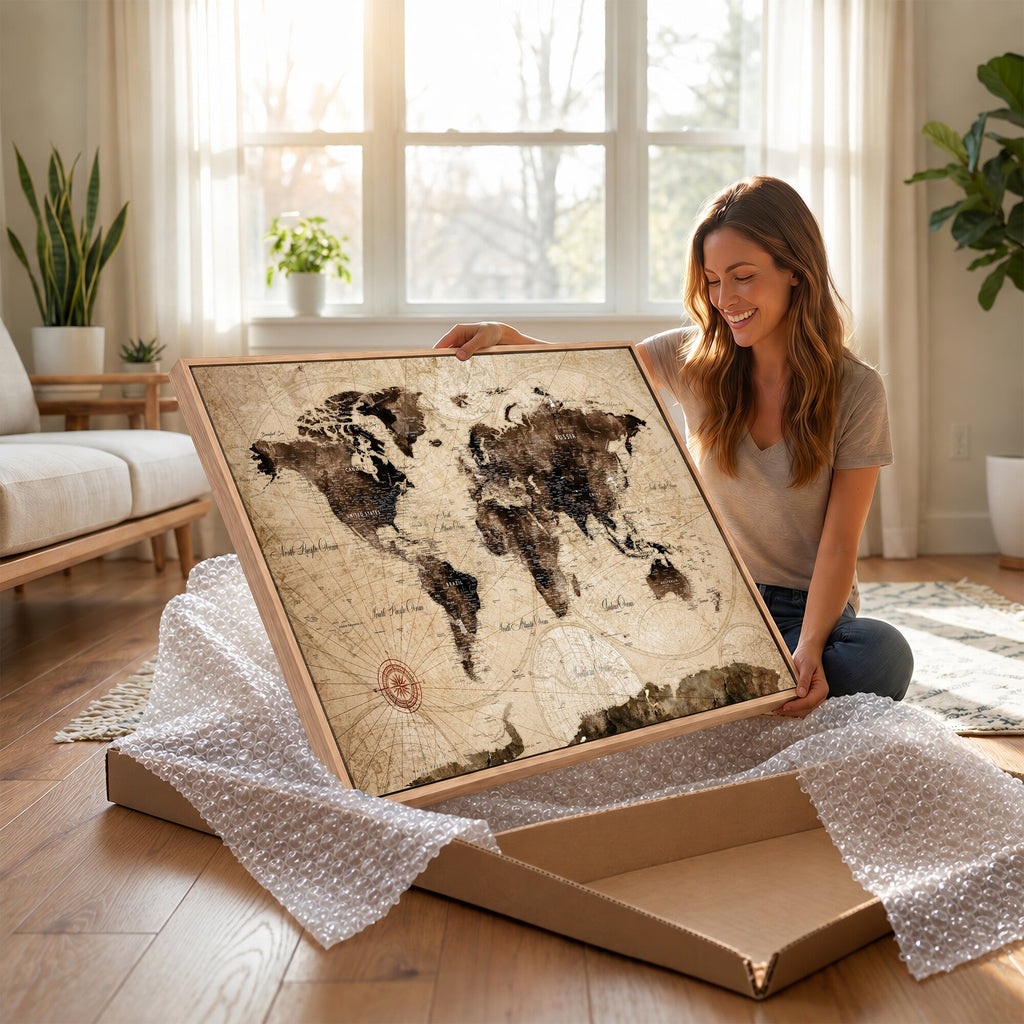 World Map Wall Art Canvas Print