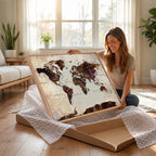 World Map Canvas Triptych | Colorful Global Wall Art for Living Rooms