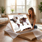 Custom Push Pin World Map Wall Art Canvas Print | Personalized Travel Map