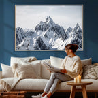 Snowy Mountain Range Canvas Print, Alpine Peaks Landscape Wall Art