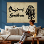 Original Landlords Wall Art Canvas Print, Native American Silhouette Artwork