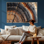 Abstract Tree Ring Wall Art Print, Natural Rustic Wood Grain Canvas