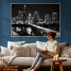 Austin Skyline Wall Art Canvas Print, Austin Downtown Night Cityscape