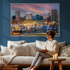 Baltimore Skyline Wall Art Canvas Print, Baltimore Downtown Night Cityscape
