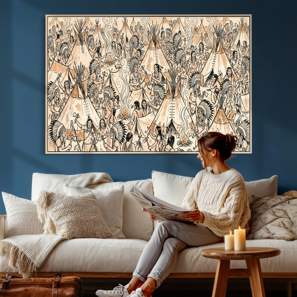 Native American Indian Wall Art Canvas Print