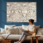 Abstract Bison Wall Art Canvas Print, Abstract Animal Art for Cabin Decor