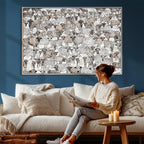 Abstract Texas Cow Wall Art Canvas Print, Farm Longhorn Art for Cabin Decor