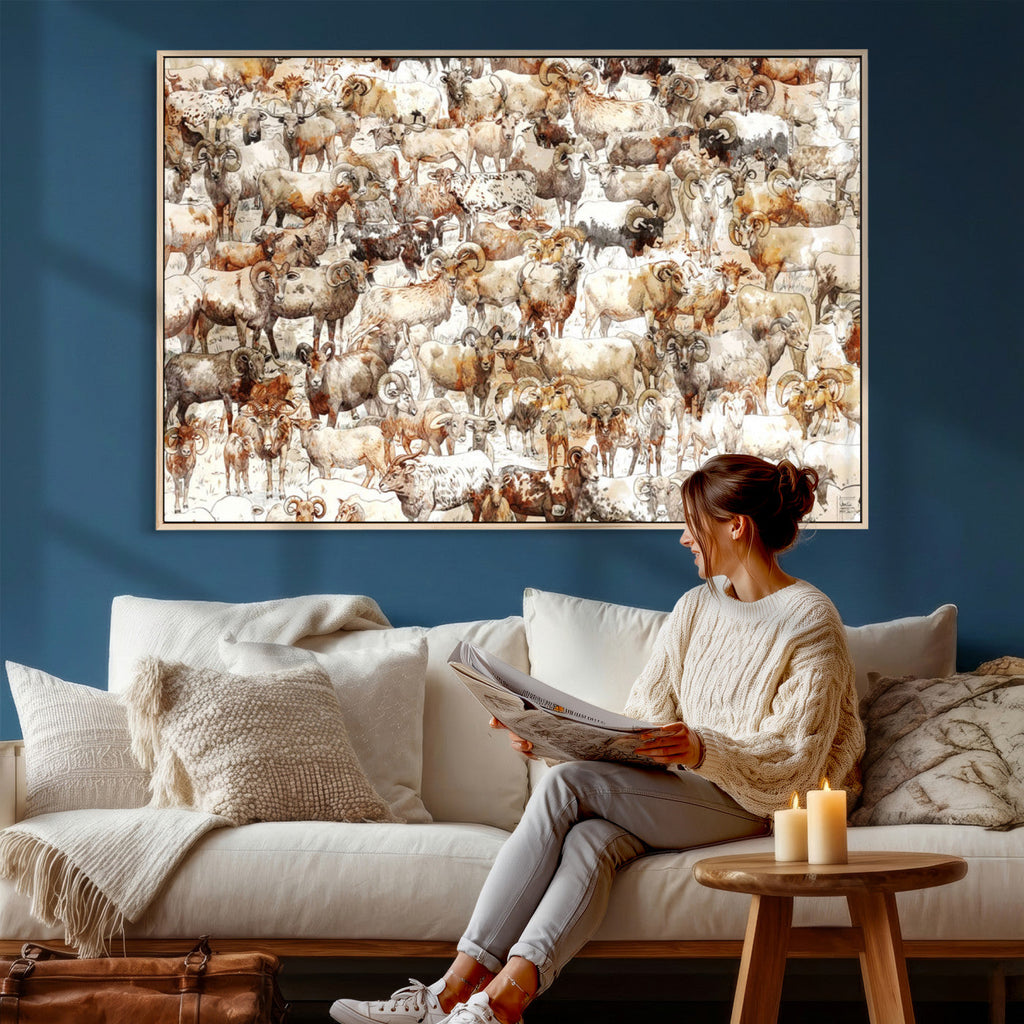 Farmhouse Bighorn Sheep Wall Art Canvas Print
