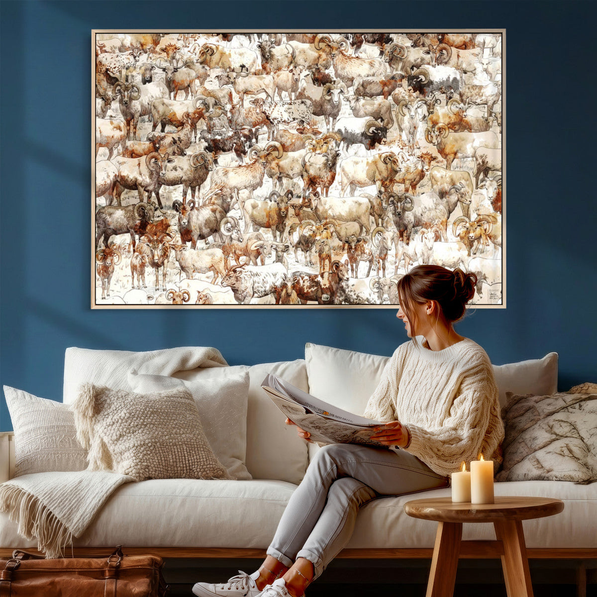 Farmhouse Bighorn Sheep Wall Art Canvas Print