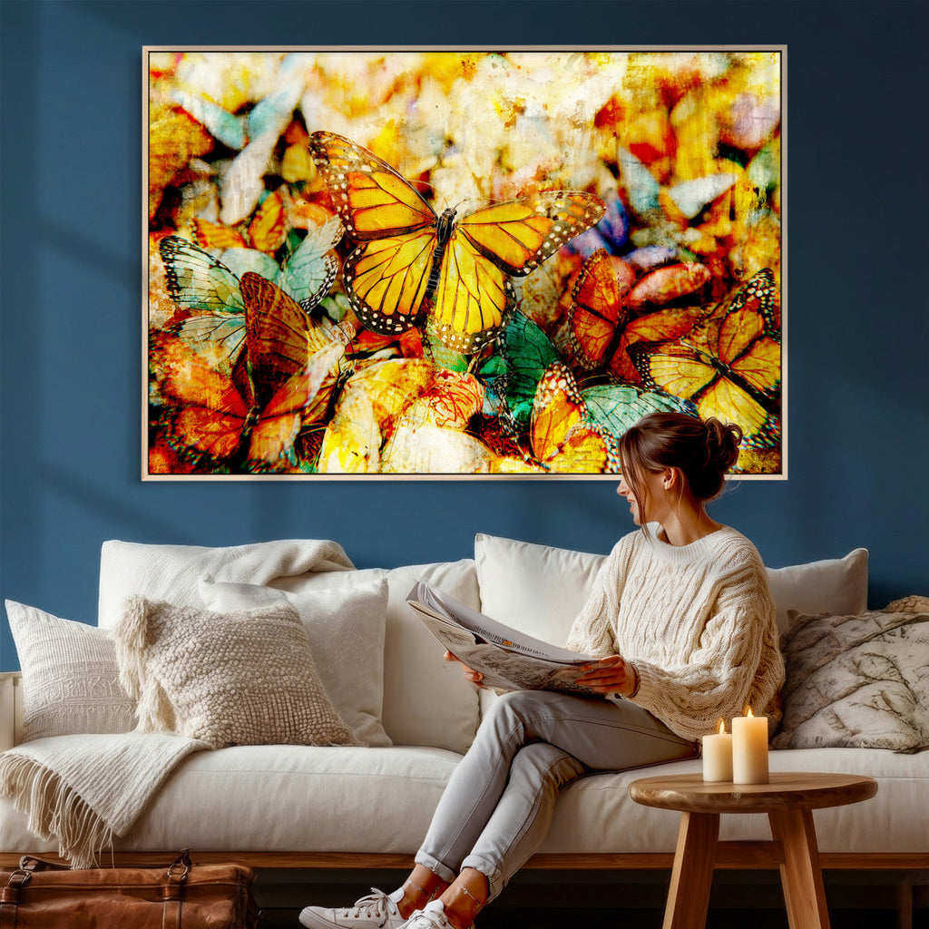 Butterfly Wall Art Canvas Print | Colorful Abstract Nature Artwork