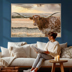 Texas Longhorn Wall Art Canvas Print, Western Ranch Bull Photography