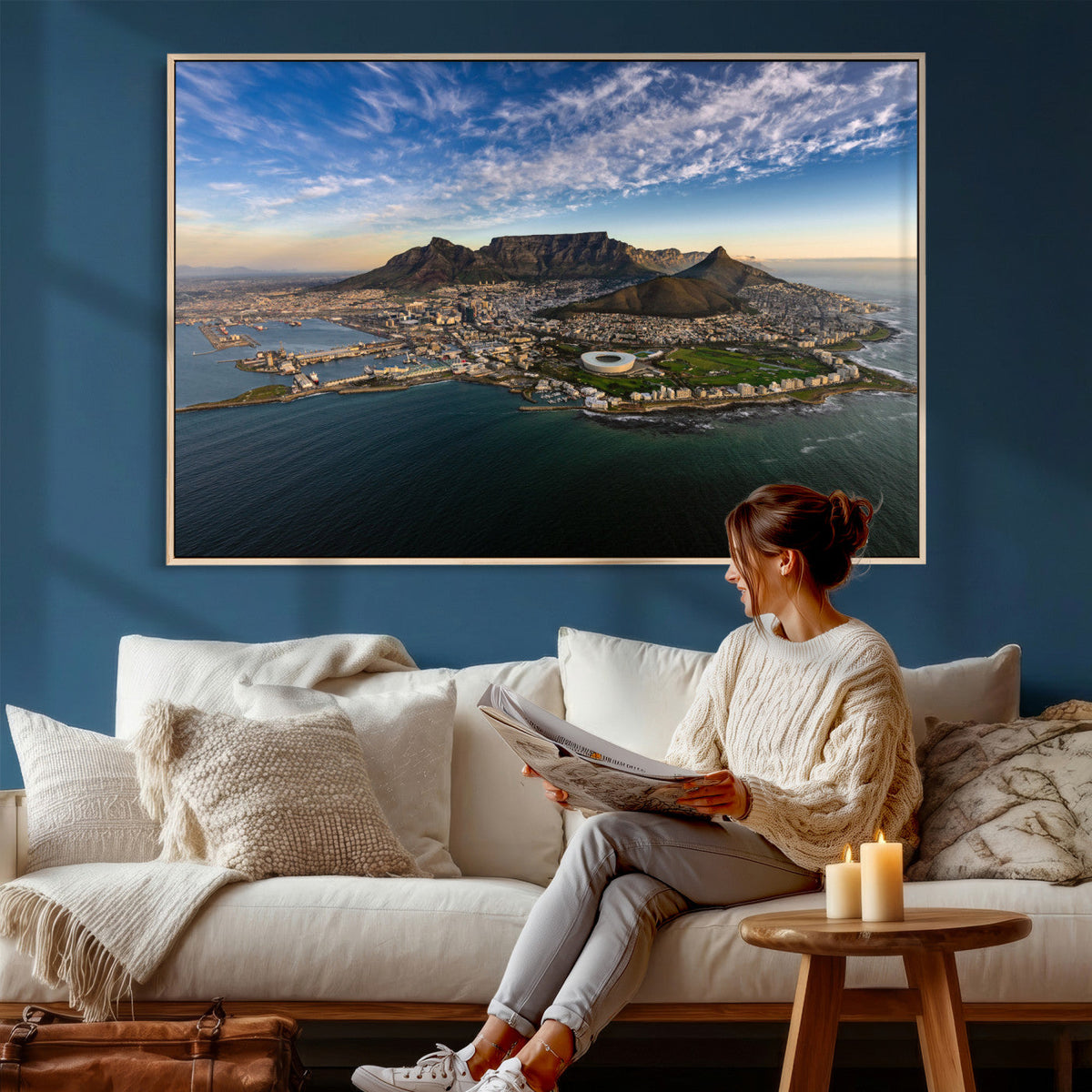 Cape Town Wall Art Canvas Print | Table Mountain Coastal Skyline Panorama