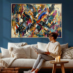 Geometric Abstract Wall Art Canvas Print, Orange Blue
