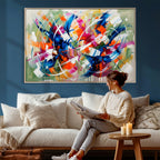 Geometric Abstract Wall Art Canvas Print, Orange Blue