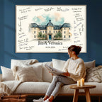 Wedding Venue Guest Book Canvas, Personalized Venue Drawing Sign