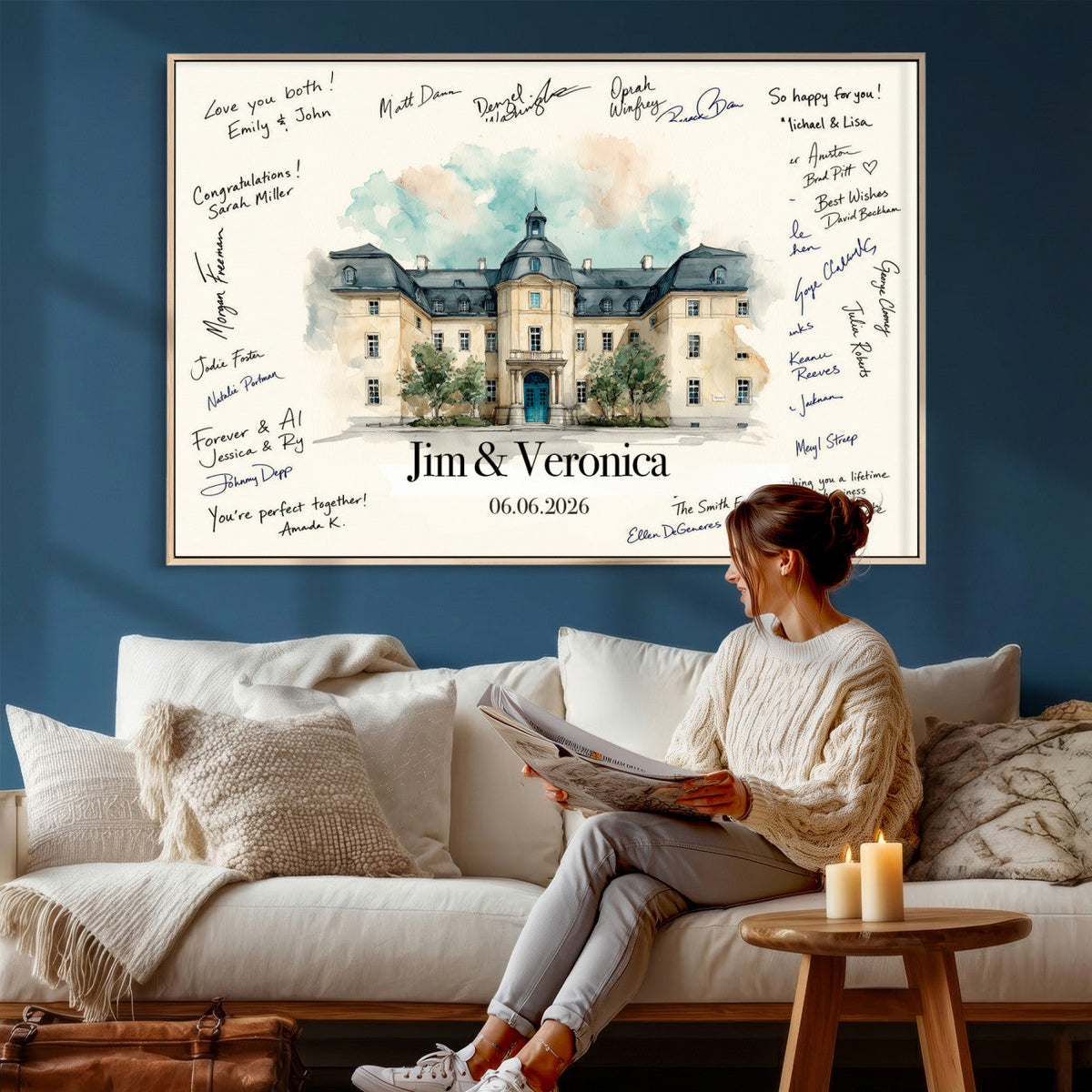 Wedding Venue Guest Book Canvas, Personalized Venue Drawing Sign