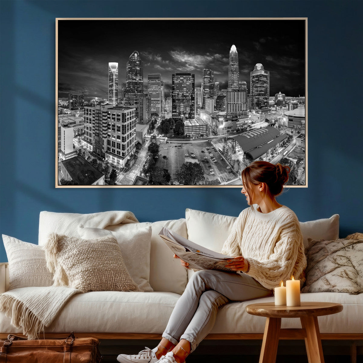 Charlotte Skyline Canvas Wall Art Print | North Carolina Cityscape