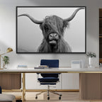 Texas Cow Wall Art Canvas, Texas Longhorn Cattle Canvas Print