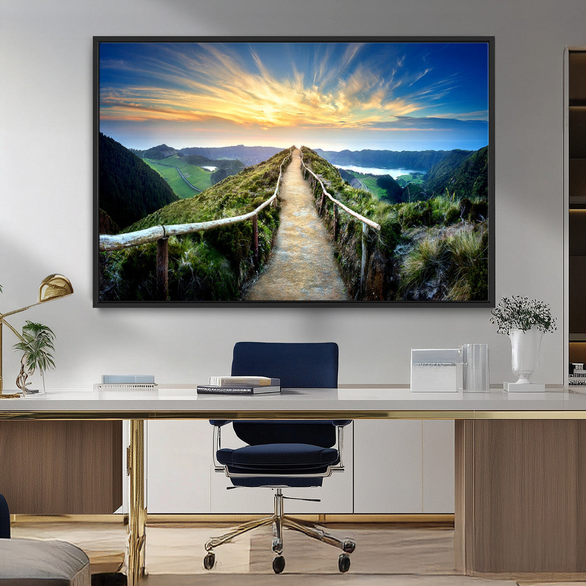 Mountain and Sunset Wall Art Canvas Print