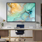 Green Marble Fluid Effect Abstract Canvas Wall Art Print