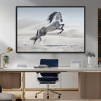 Prancing Horse Desert Large Wall Art Canvas Print, Majestic Horse Animal Artwork