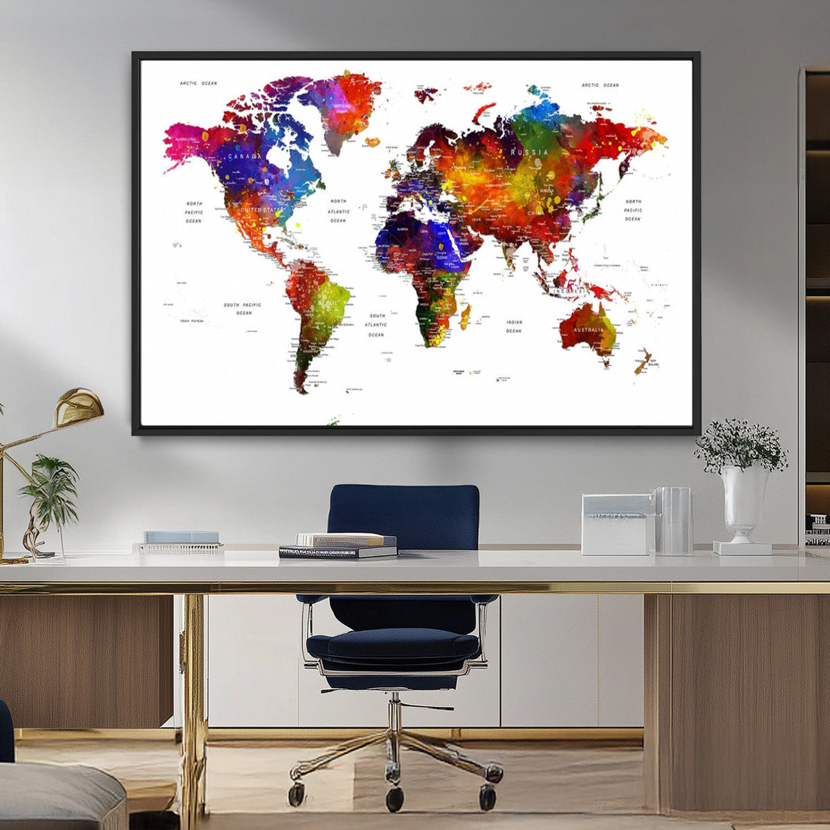 World Map Canvas Print | Detailed Map of the World Wall Art