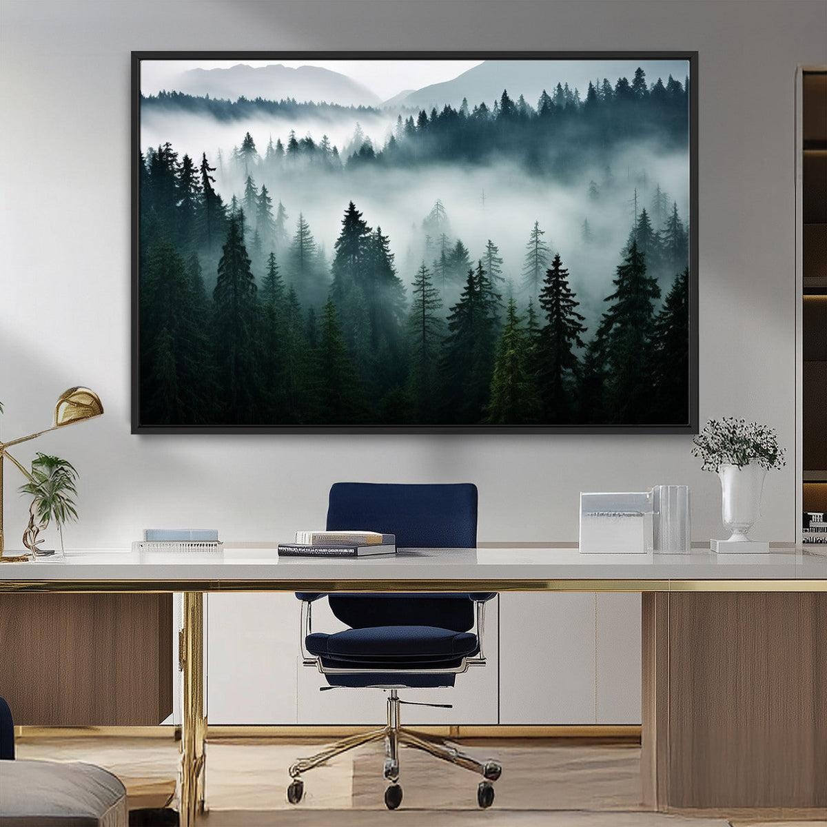 Captivating Misty Forest Wall Art Canvas, Premium Canvas Print of a Foggy and Serene Atmosphere