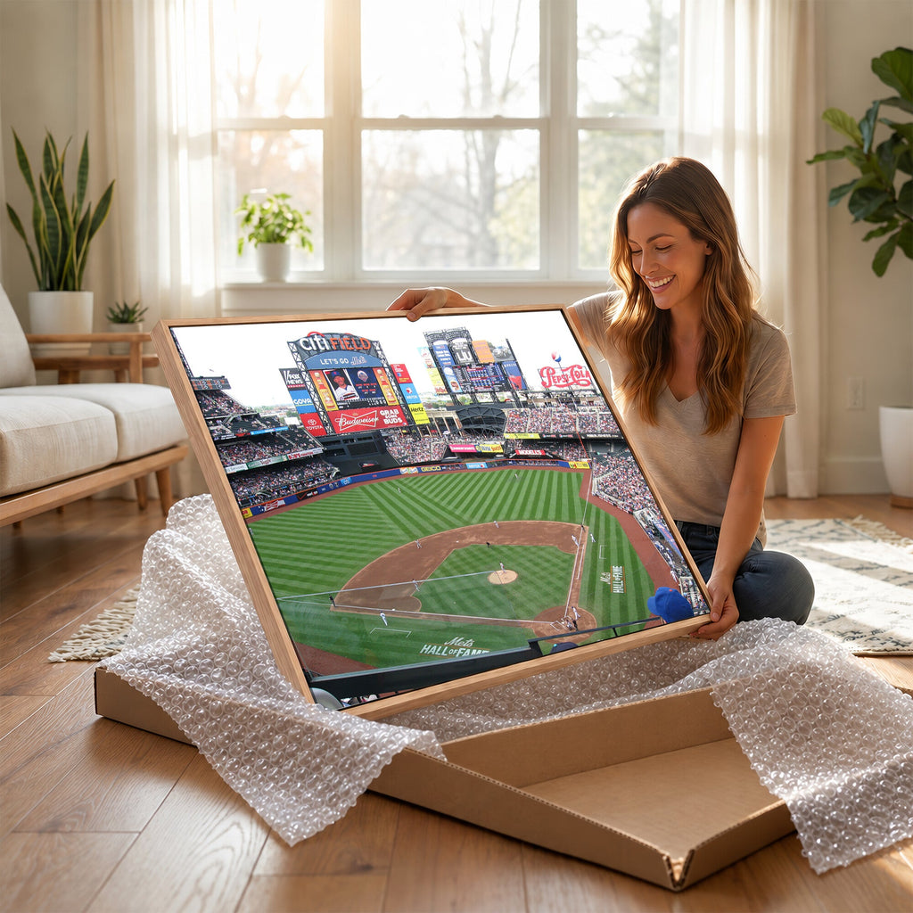 New York Mets Baseball Team Print, Citi Field Baseball Stadium Wall Art