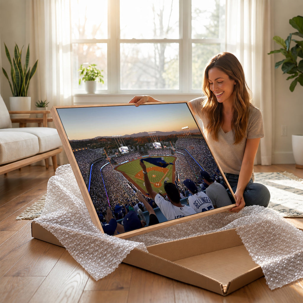 Dodger Stadium Sunset Game Triple Canvas Wall Art, Los Angeles Dodgers MLB Match