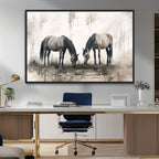 Chinese Ink Style Vintage Horses Wall Art Canvas Print
