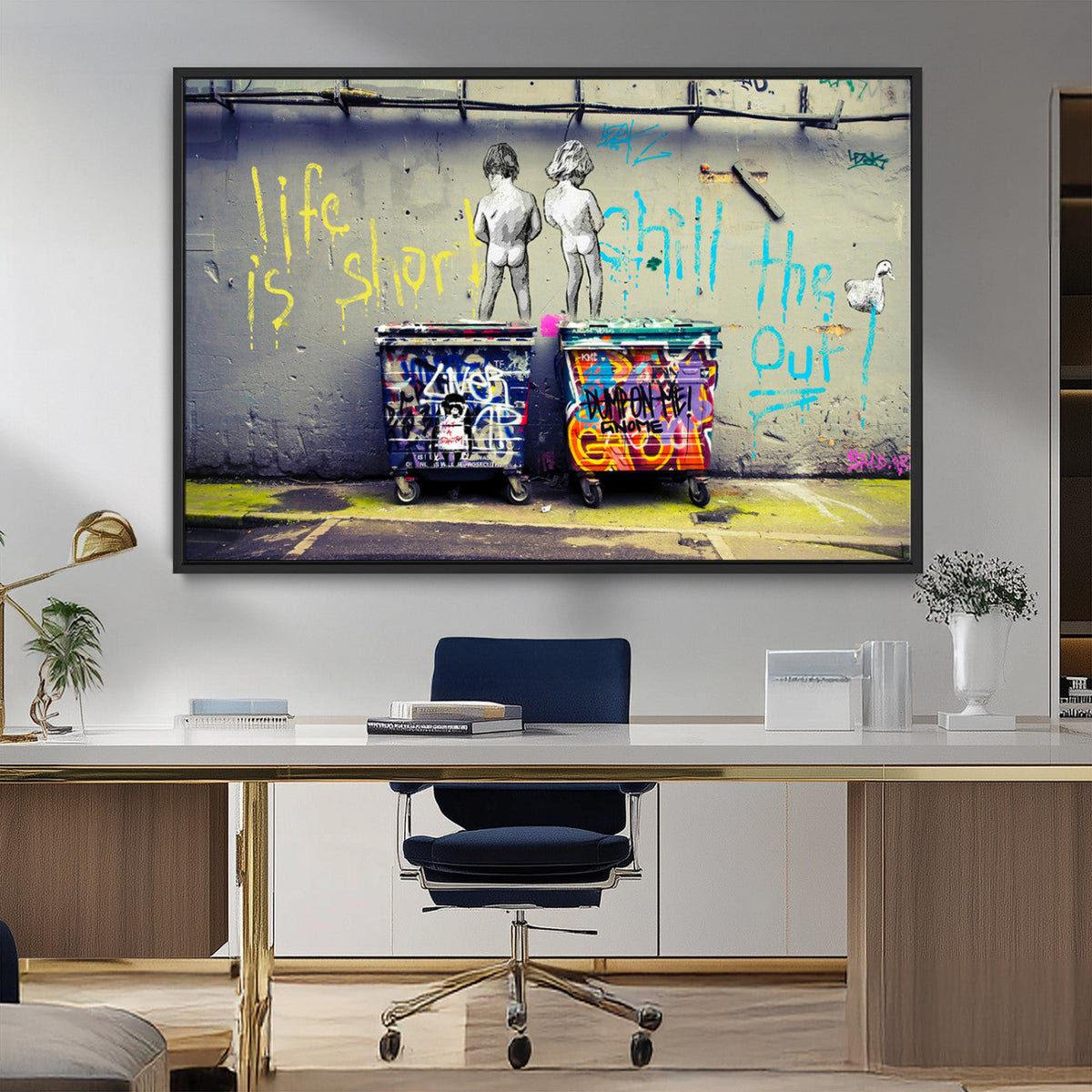 Banksy Life is Short Wall Art, Iconic Graffiti Street Art Canvas Print