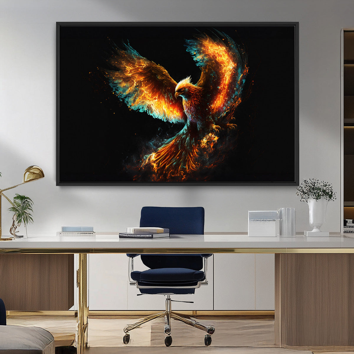 Fiery Phoenix Canvas Print | Ready to Hang Wall Art | Bold Fantasy Decor