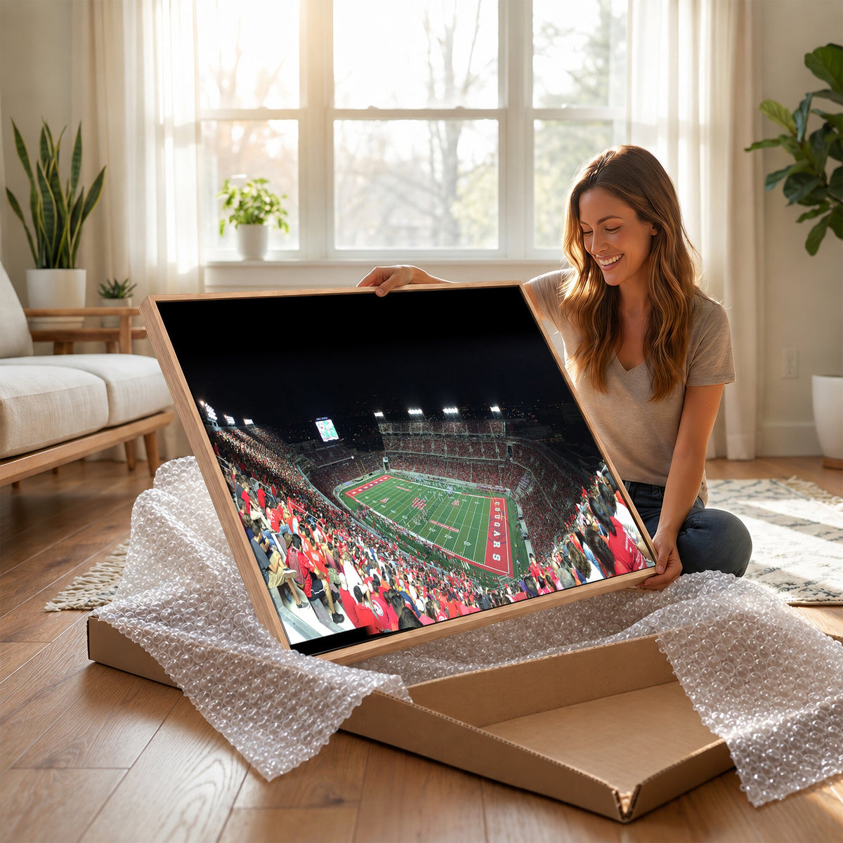 Houston Cougars Football Team Print, Houston TDECU Stadium