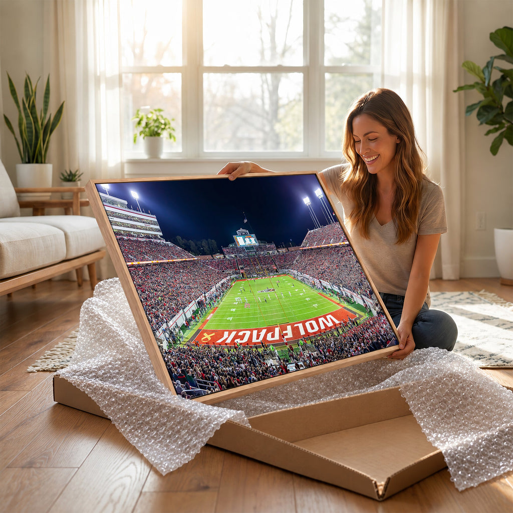 Wolfpack Football Team Print, Raleigh Carter-Finley Stadium