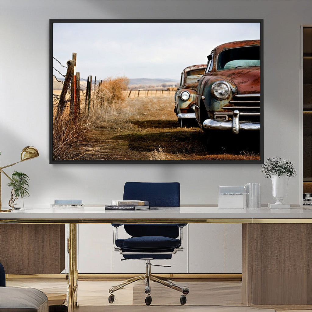 Old Rustic Classic Car Wall Art Canvas Print