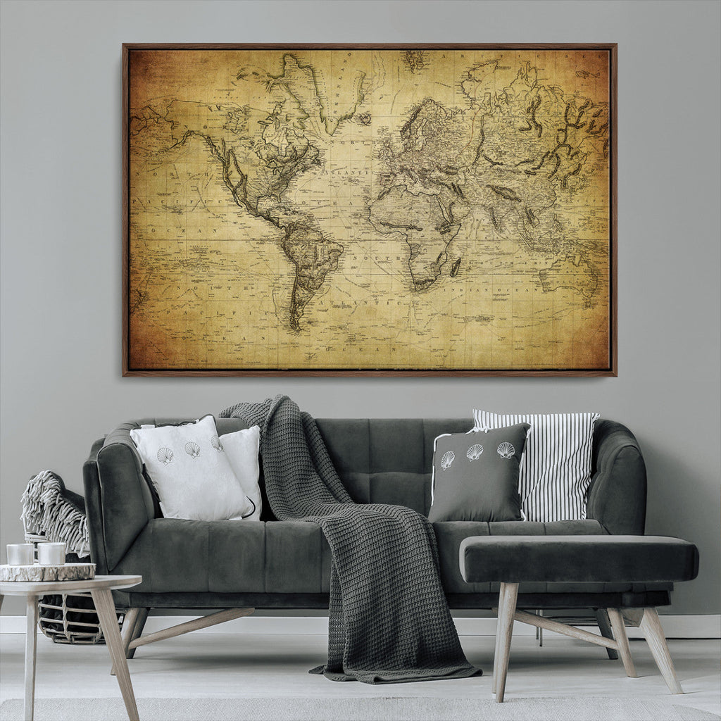 Push Pin World Map Canvas Print | Travel Tracker Wall Art