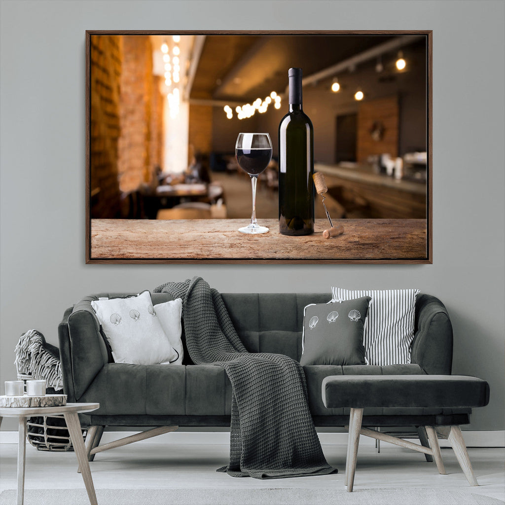 Wine and Bottle Wall Art Canvas Print