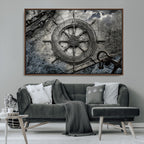 Ship Steering Wheel Vintage Wall Art Canvas Print