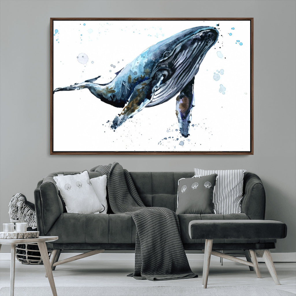 Watercolor Whale Wall Art Canvas Print