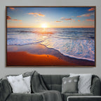 Tropical Ocean Sunset Wall Art Canvas Print, Golden Beach Horizon, Coastal Island Decor