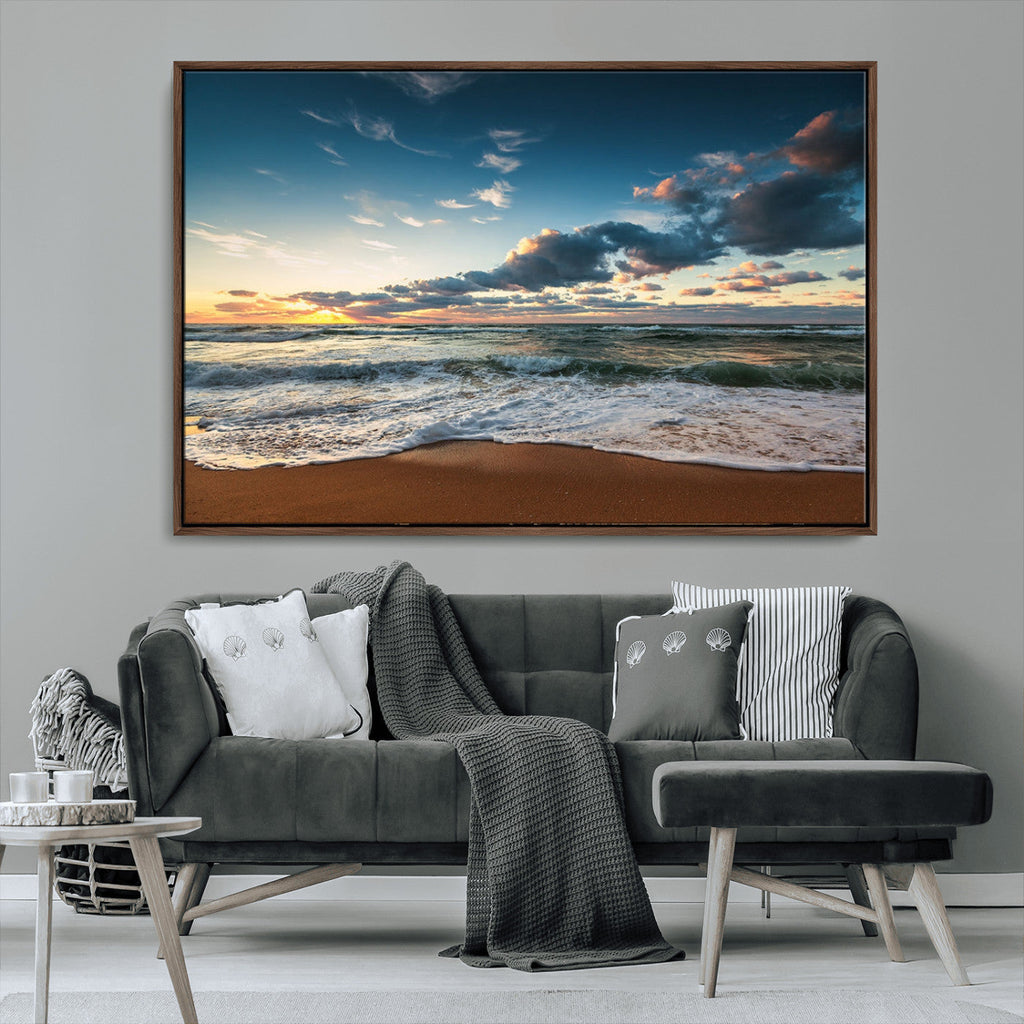 Ocean Beach Wall Art Canvas Print Sunset Artwork Print