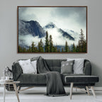 Mountain Mist Canvas Wall Art Print | 3-Panel Foggy Forest and Mountain Landscape