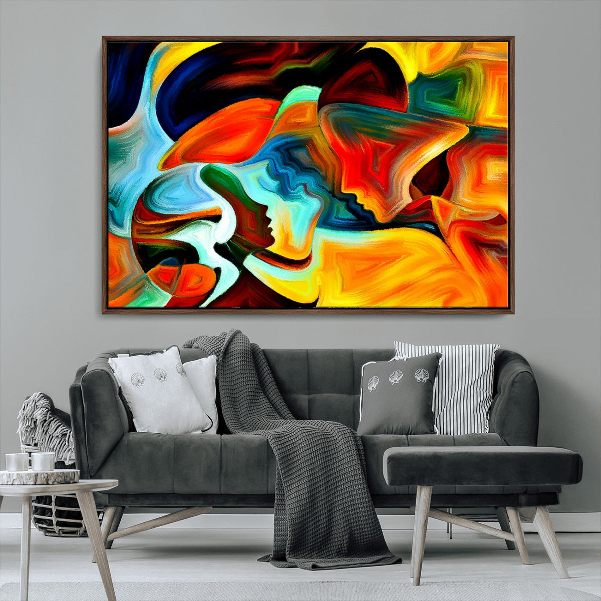 Human Love Figures Abstract Wall Art Canvas Print
