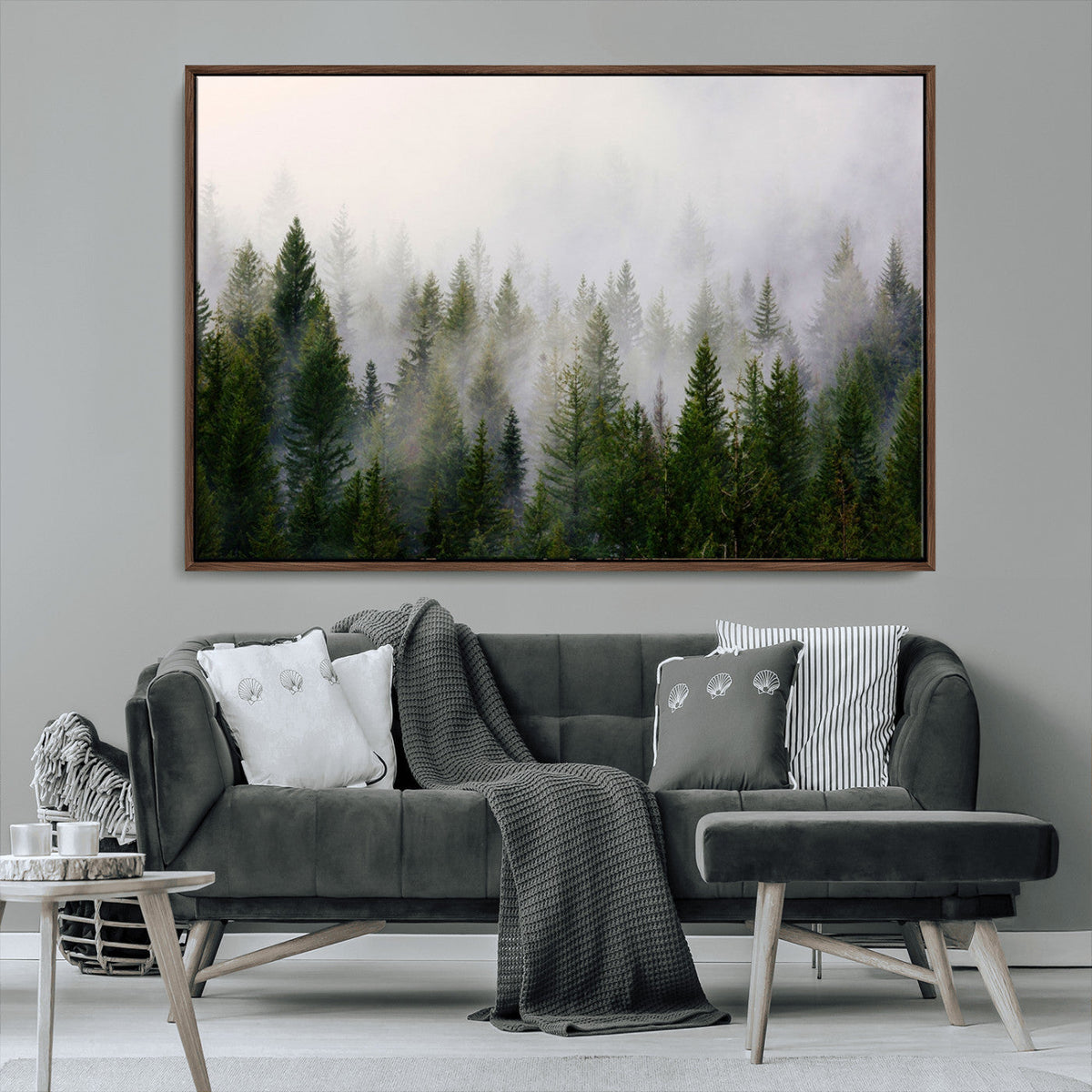 Forest Wall Art Canvas Print | Foggy Forest Wall Art | Pine Wood Forest Print